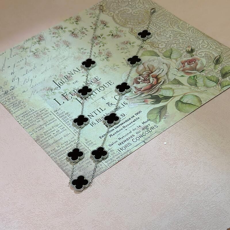 15MM High Version Ten Flower Four-leaf Clover Necklace 18k Double-sided Mother-of-pearl Four-leaf Clover Sweater Chain