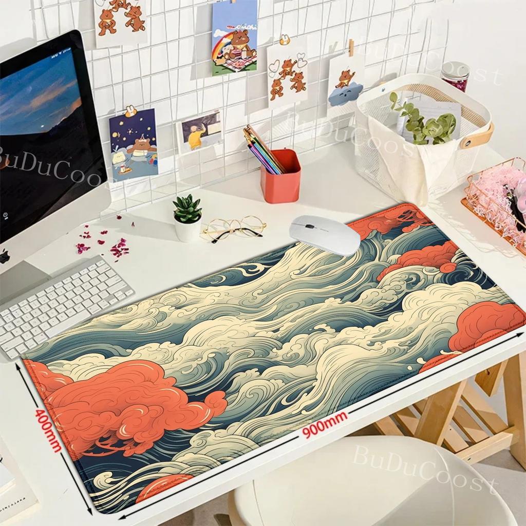 Large Size Mousepad Propitious Clouds Desk Mat Kawaii Cartoon Mouse Pad Rubber Table Mat Lucky Cloud Gaming LockEdge KeyboardMat