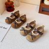 Sapatos de Couro Princesa para Crianças, com Laço e Renda, Boca Rasa, Sola Macia