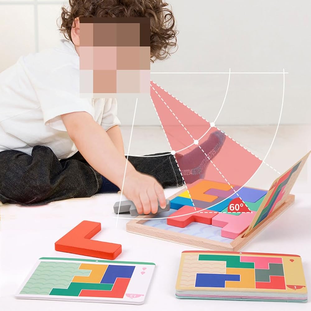 Adskwn wooden tetris puzzle game, spatial logic brain training for kids