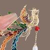 Brooch Retro Style Phoenix Design Lapel Pin with Faux Pearl Tassel Sweaters Collars Hats Bags Coats Scarves Badge Outfit Accessory