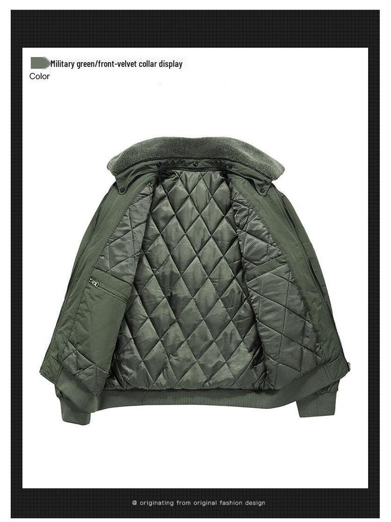 Men's Winter Warm Cotton Jacket with Detachable Fur Collar