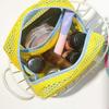 1pcs Square Mesh Cosmetic Bag Portable Dopamine Color With Zipper Multi-Purpose Mesh Toiletry Sundries Storage Key Cosmetics Bag