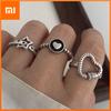 925 Sterling Silver Rings for Women Couple Minimalist Handmade Simple Retro Heart Star Ring Fine Jewelry Gift Prevent Allergy
