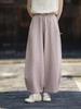 Johnature Women Vintage Bloomers Pants Summer Chinese Style Solid Color Trousers Pockets Soft Pants