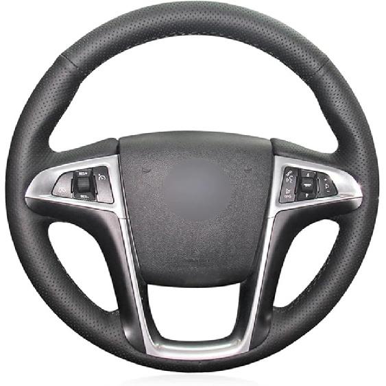 Подходит для Chevrolet Equinox 2010-2016, чехол на руль автомобиля, сшитый вручную чехол на руль, черный кожаный чехол на руль Black Line