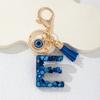 Blue Series Keychain Pendant Initial Letter Key Chain with Eyes Tassel Design