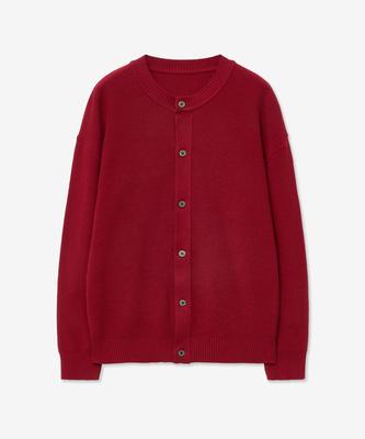 Blond9 Soft Round Neck Knit Cardigan_Deep Red