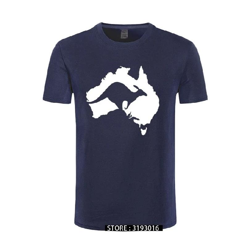 Cool Australia Map Kangaroo T Shirt Men Cotton O-neck Hip Hop Tops Harajuku Streetweaarr Australia T-shirt S чёрный