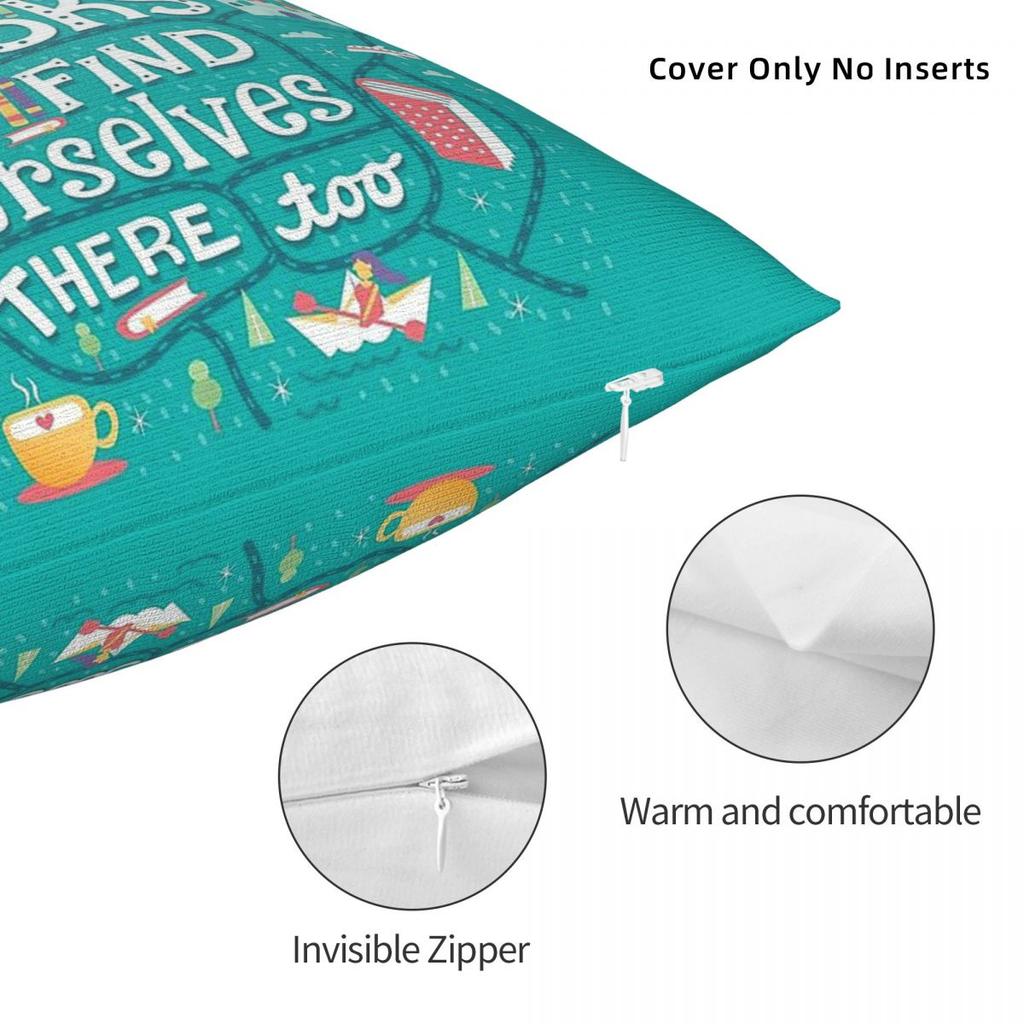 Lose Ourselves In Books Square Pillowcase Polyester Linen Velvet Creative Zip Decorative Car Cushion Cover 45X45