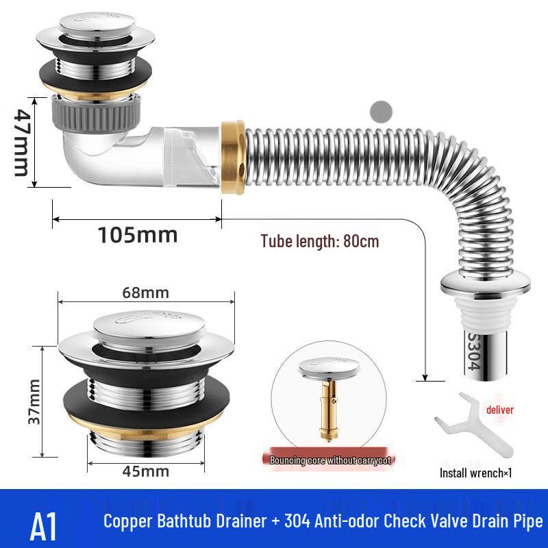 Copper Pop-Up Bathtub Drain Kit