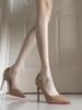 Women's Black Patent Leather Stiletto Heels with Side Cut and Red Bottom - Spring Collection