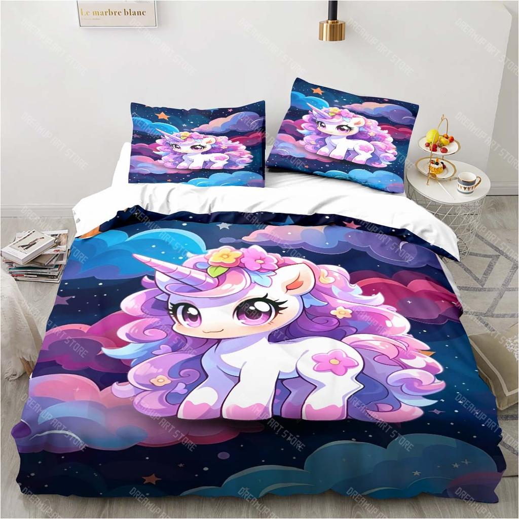 Cartoon Unicorn Pattern Bedding Bedroom Home Decoration Pillowcase Duvet Cover Bed Sheet Set Children's Room Bedding Set Luxury