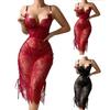 Sexy Lace Babydoll Dress for Women Sheer Mesh Chemise Sleepwear Side Split V Neck Nightgown for Honeymoon Anniversaries