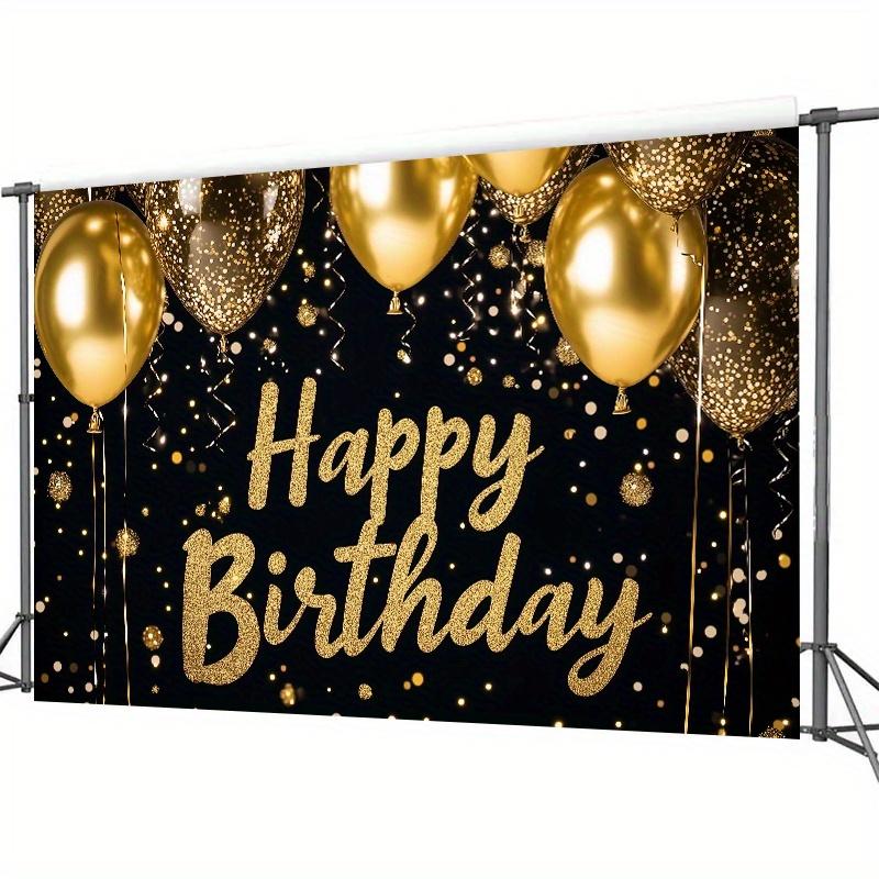 1pc Birthday Glitter Balloon Durable Hanging Banner Golden Polyester