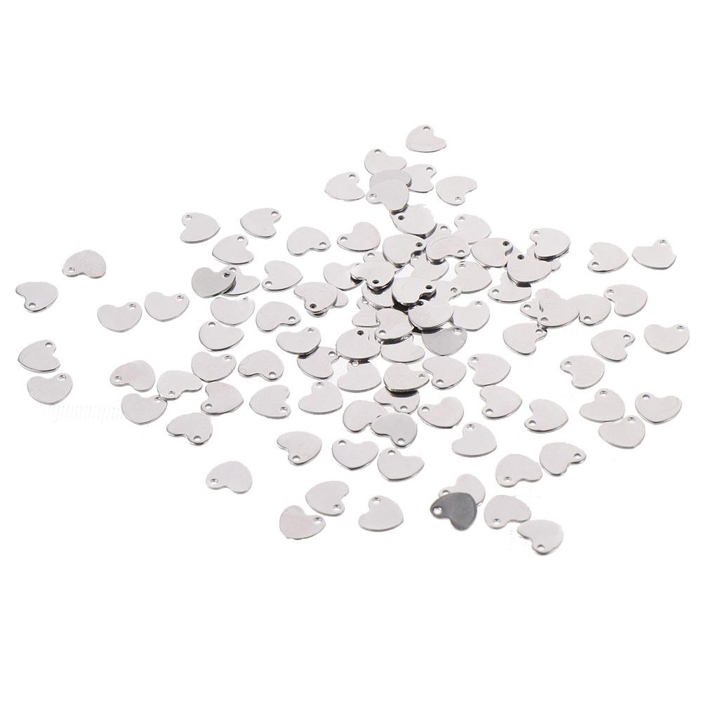 

Heart Stainless Steel 100PCS Pendants Charms Jewelry Making Stamping Tag Flat Valentine s Day