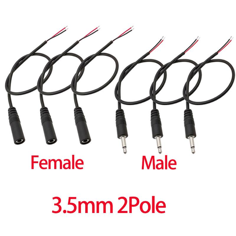 3Set 25/30cm 2.5mm 3.5MM 2/3/4 Core 2pole 3pole 4pole Mono Stereo Male Female Audio Extension Cable Headset Aux Connector