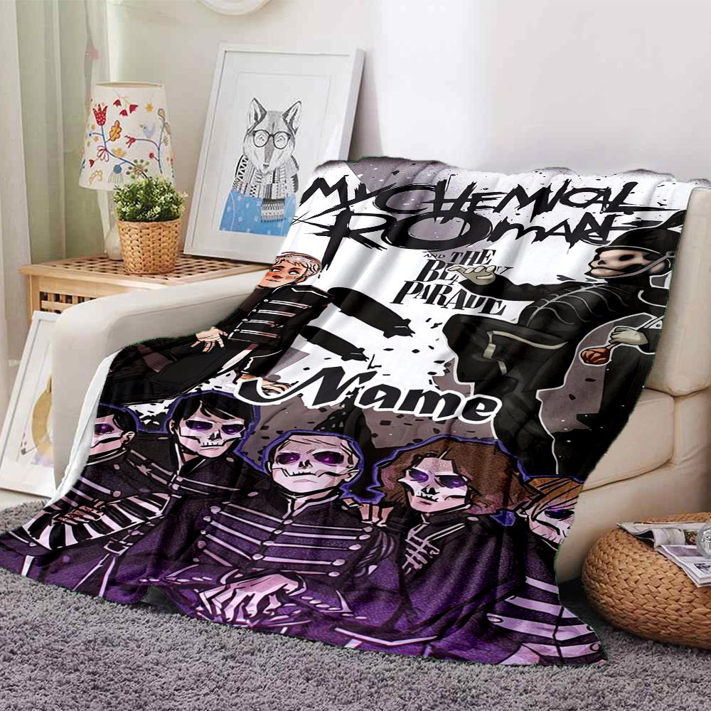 Custom Name My Chemical Romance Theme Printed Blanket - Perfect for Couch, Bed, Travel & Outdoor Use | Machine Washable, Cozy & Durable.