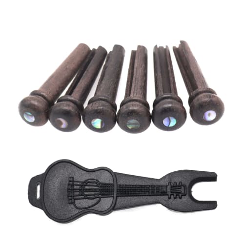 Cheerock Acoustic Guitar Bridge Pins, Rosewood with Abalone Dots, Acoustic Guitar String Pins with Guitar Pin Puller, Replacement Parts for Acoustic G