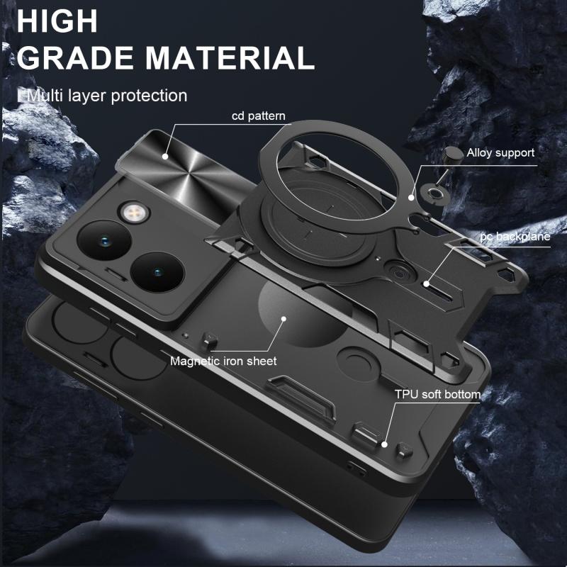 For Realme P3 Ultra 5G Case Magnetic Car Holder Ring Armor Phone Case For Realme P3 Ultra 5G Slide Lens Protect Cover