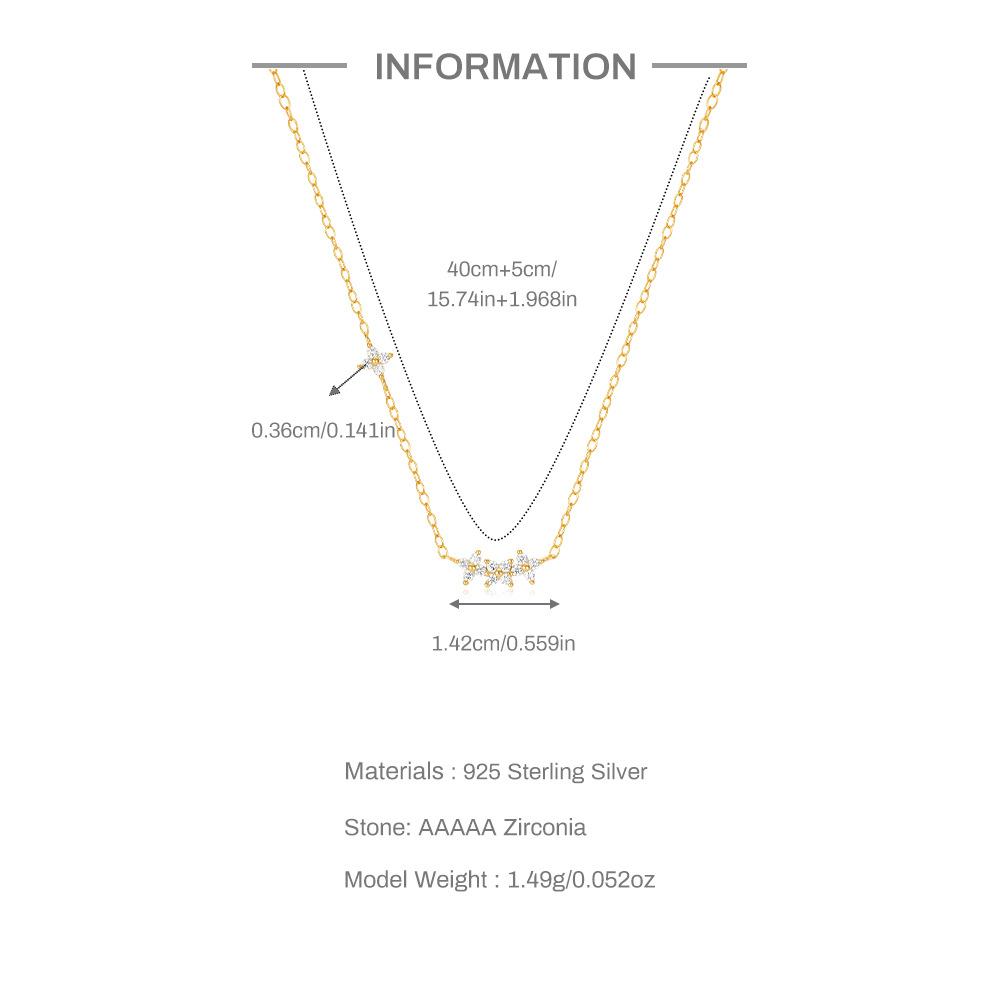 S925 Sterling Silver Simple Wind Diamond Petals Four Petals Daily With Women'S Necklace Collarbone Chain