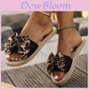 Summer Cat Print Straw Rope Flat Sandals With Breathable Cotton Upper For Beach Wear