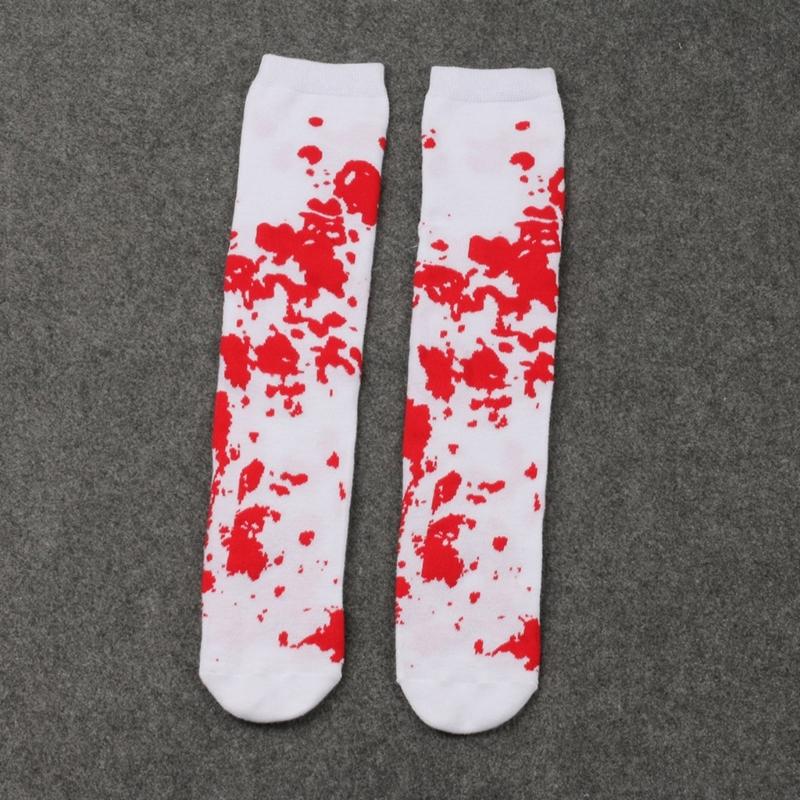 Halloween Bloody Stockings Thigh High Stocking Knee Highs Socks for Halloween Cosplay Party Printed Long Tube Socks