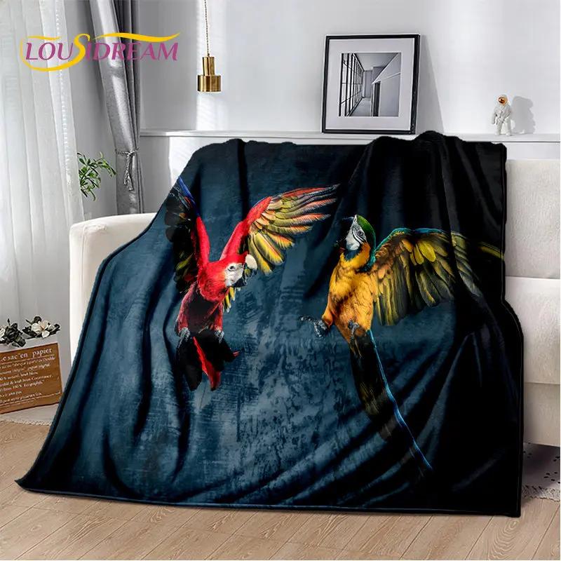 Macaws Colorful Birds Parrot Soft Plush Blanket,Flannel Blanket Throw Blanket for Living Room Bedroom Bed Sofa Picnic Cover Kids