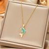 Simple and Unique Cat's Eye Stone Dolphin Pendant Necklace Cute Minimalist Collarbone Chain Versatile Accessory