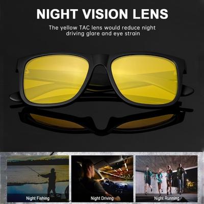 Nicht polarisiert 1 Stück Blendschutz Nachtsicht Fahrerbrille Herren Outdoor Nachtfahrt Verbesserte Lichtbrille Modebrille Autozubehör