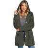 Women's Long Sleeve Button Pocket Casual Plush Hooded Jacket