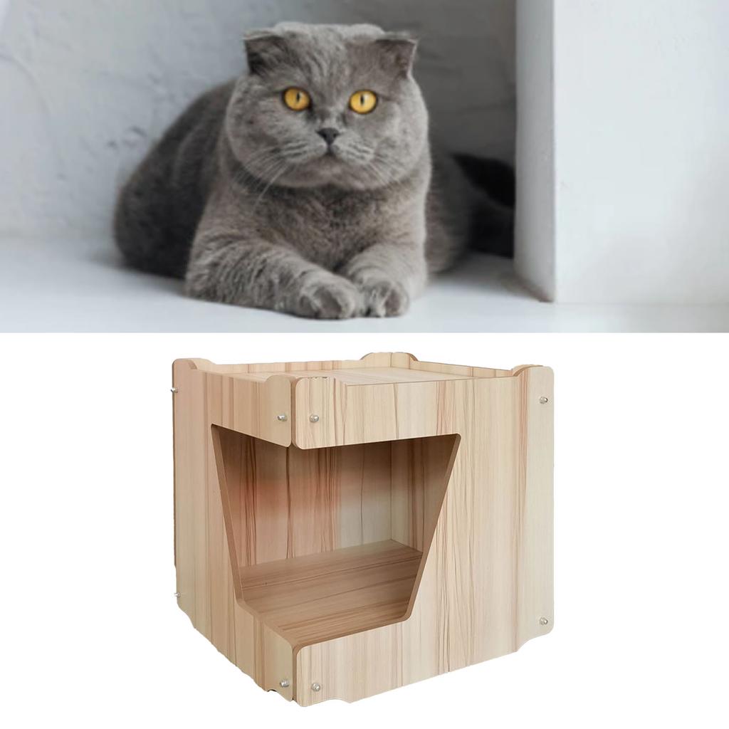 Holz Katzenhaus Innovativ Spaß Großer Raum Einfache Montage Katzenhöhle Bett für Innen Zuhause Kleine Speziell geformte Tür