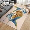Lion & Blue Fish Artwork Carpet Suitable As a Non-slip Mat for the Living Room or Bedroom Sofa