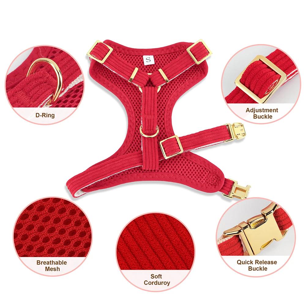 3 ks Sada obojku a postroje pro psy s vodítkem Prodyšné postroje pro psy Měkký sametový obojek pro štěňata s mašlí Vodítko pro psy Pugs