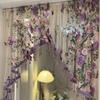Luxury Country Embroidery Flower Lace Curtain for Kitchen Window Beaded Vintage Voile Farmhouse Triangle Small Curtain