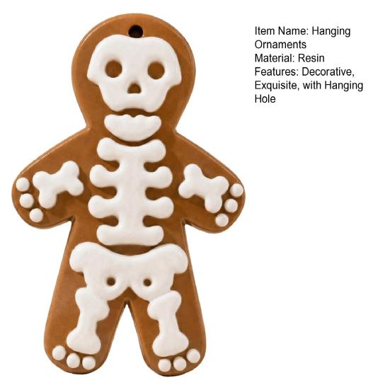 Yousheng Skeleton Gingerbread Man Hanging Ornaments, Halloween Resin Decorations, Creative Hanging Pendant for Christmas Tree Wall Door Party Decor