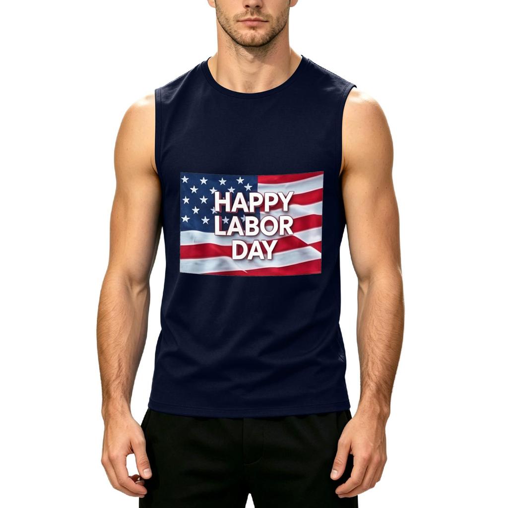 Men's Sleeveless Casual Tank Top Muscle Shirt with Printed Graphic for Labor Day Comfortable Fit Lightweight Summer Wear