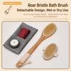Wooden Handle Shower Scrubber Brush Boar Bristle Back Exfoliating Brush Bath Body Brush  Spa Use