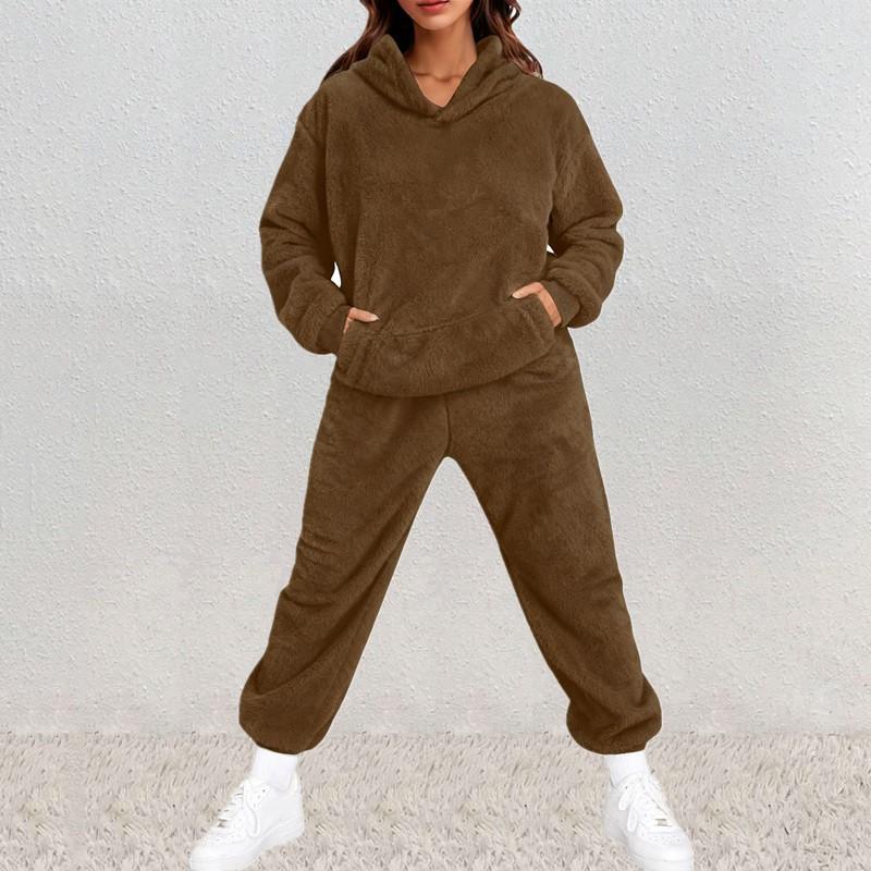 Women's Casual Long-Sleeved Sweatshirt And Sweatpants Set With Elastic Waist