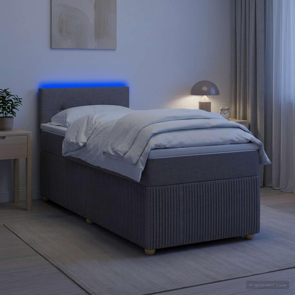 Box Spring Bed with Mattress and Headboard Taupe 80 X 200 Cm Fabric