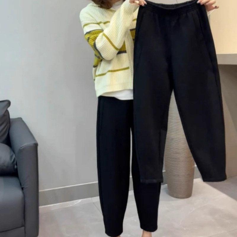 

Plus Size Ladies Spring & Fall Tapered Small Wide-Leg Harem Pants Black [Regular] M code