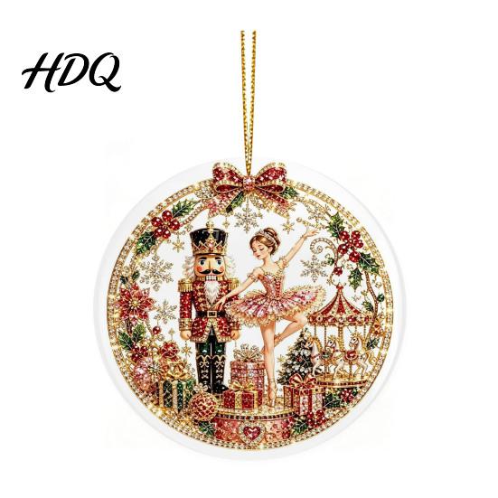 Festive Tree Hanging Christmas Acrylic Ornament 2D Flat Double Side Printed Thoughtful Gifts for Friends Santa Snowman Pendant Window Holiday Decor