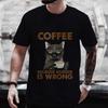Men's Street Wear Cat Lover Funny Coffee Because Murder Print T-shirt Short Sleeve O-neck Streetwear Summer T Shirts Men