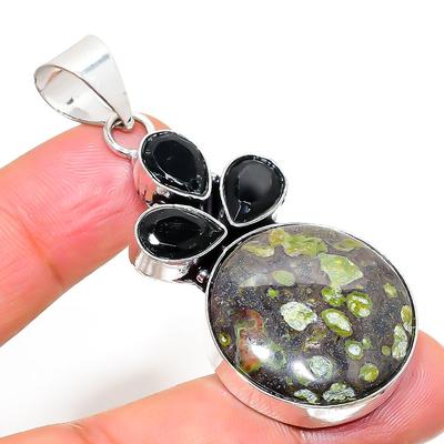 Natural Gogunjula, Spinel Gemstone 925 Sterling Silver Pendant 2.32" F8M84