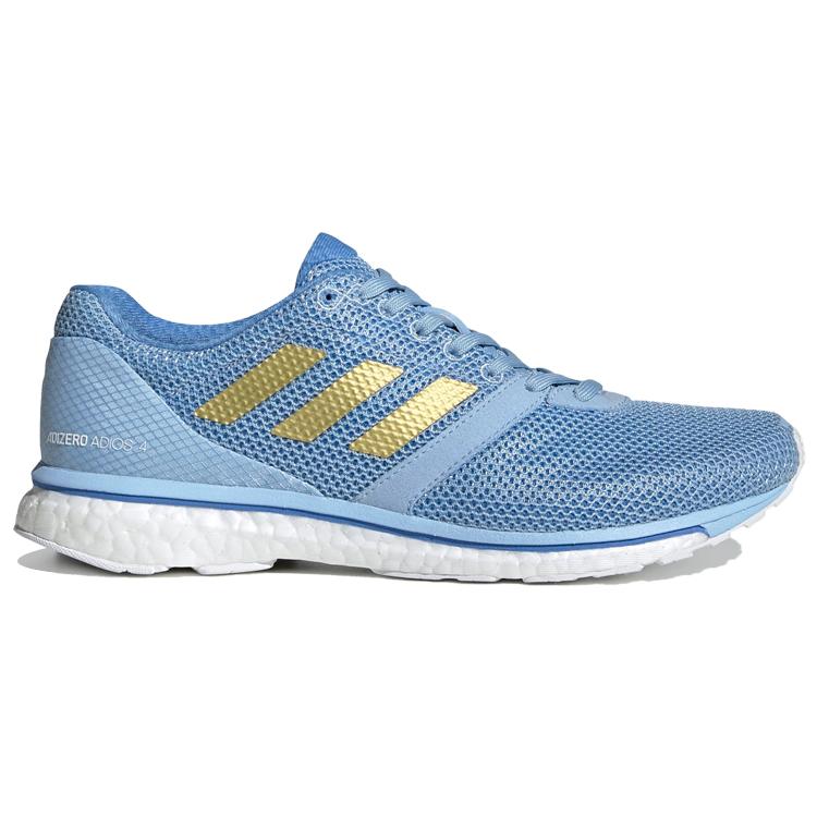 adidas Adizero Adios 4 Abrasion Resistant Cushioning Slip Resistant Low Top Running Shoes Women's Blue White Gold EF1458