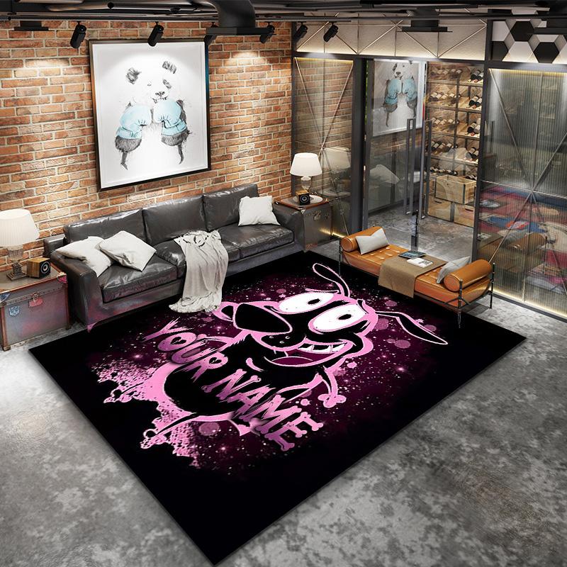 Pink Bunny Galaxy Custom Name Carpet Rug For Living Room Bedroom Home Sofa Decoration Kids Play Nonslip Floor Mat