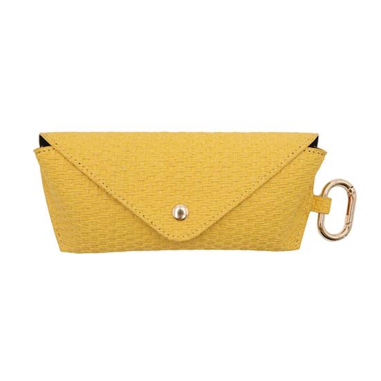 

Woven Rattan Eyeglass Case Portable Glasses Bag Soft Protection for Travel Sunglasses Small Items Jewelry жовтий