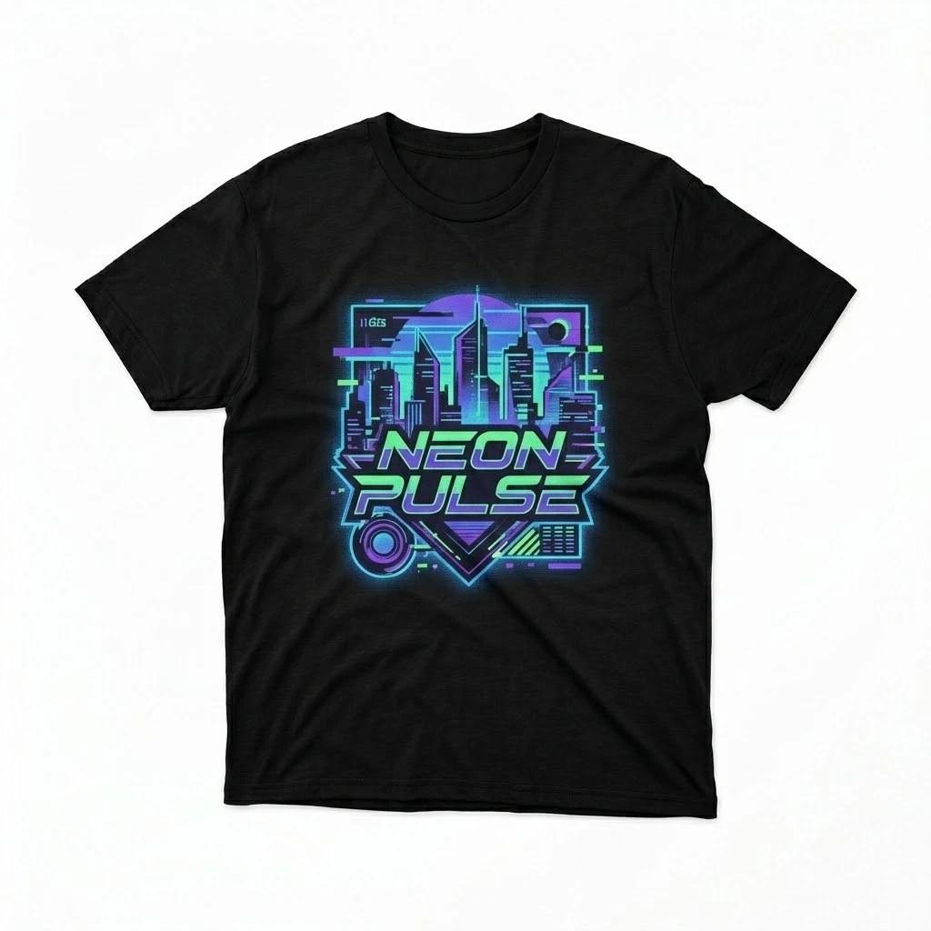 Neon Pulse Cyberpunk City T-Shirt - Retro 80s Futuristic Synthwave Streetwear XXXL