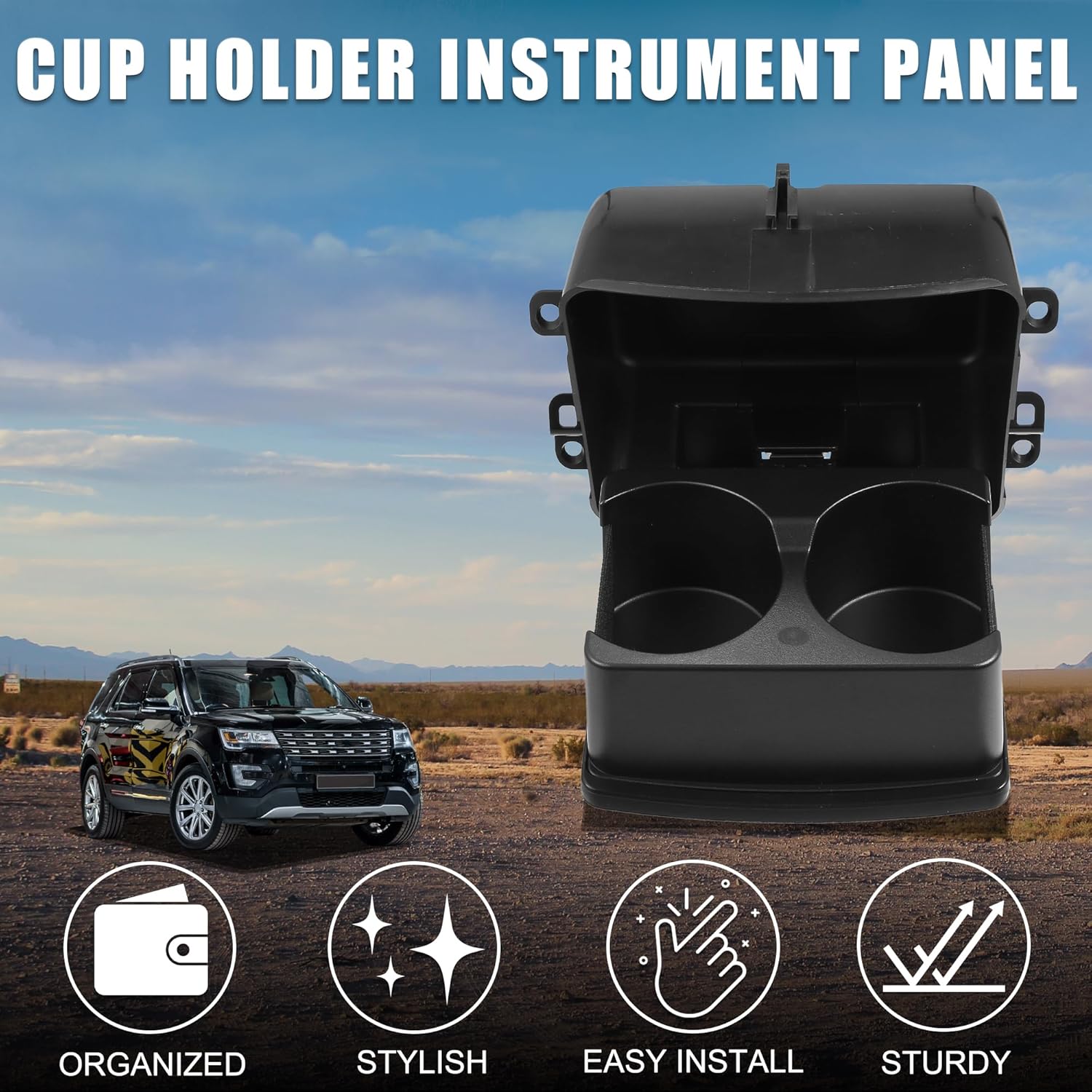 

Cup Holder for Ford Explorer Practical No.BB5Z7813562BA | Instrument Panel Drink Holder Black 1 Pcs