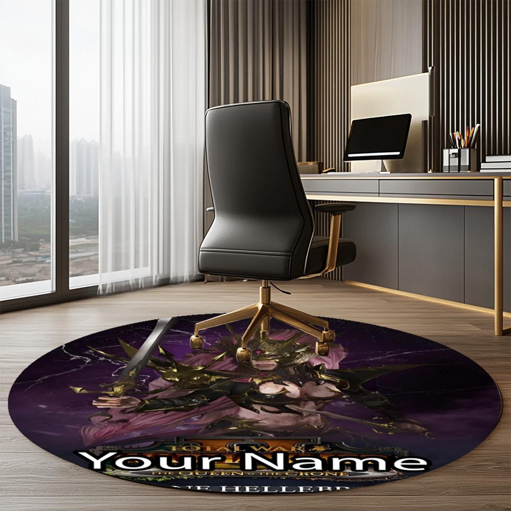 Custom Name Total War Warhammer Printed Round Rug Carpet Chair Rug Area Rug Entryway Doormats,for Office Chair Living Room Bedroom Kitchen Room.